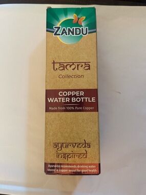 NWT Zandu Copper Water Bottle 950ml,100% Pure Copper Infused,Leak Proof,PBA Free